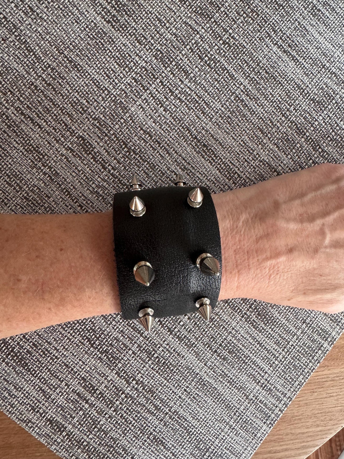 Custom Studded Leather Cuff Bracelet: Spiked Punk Style