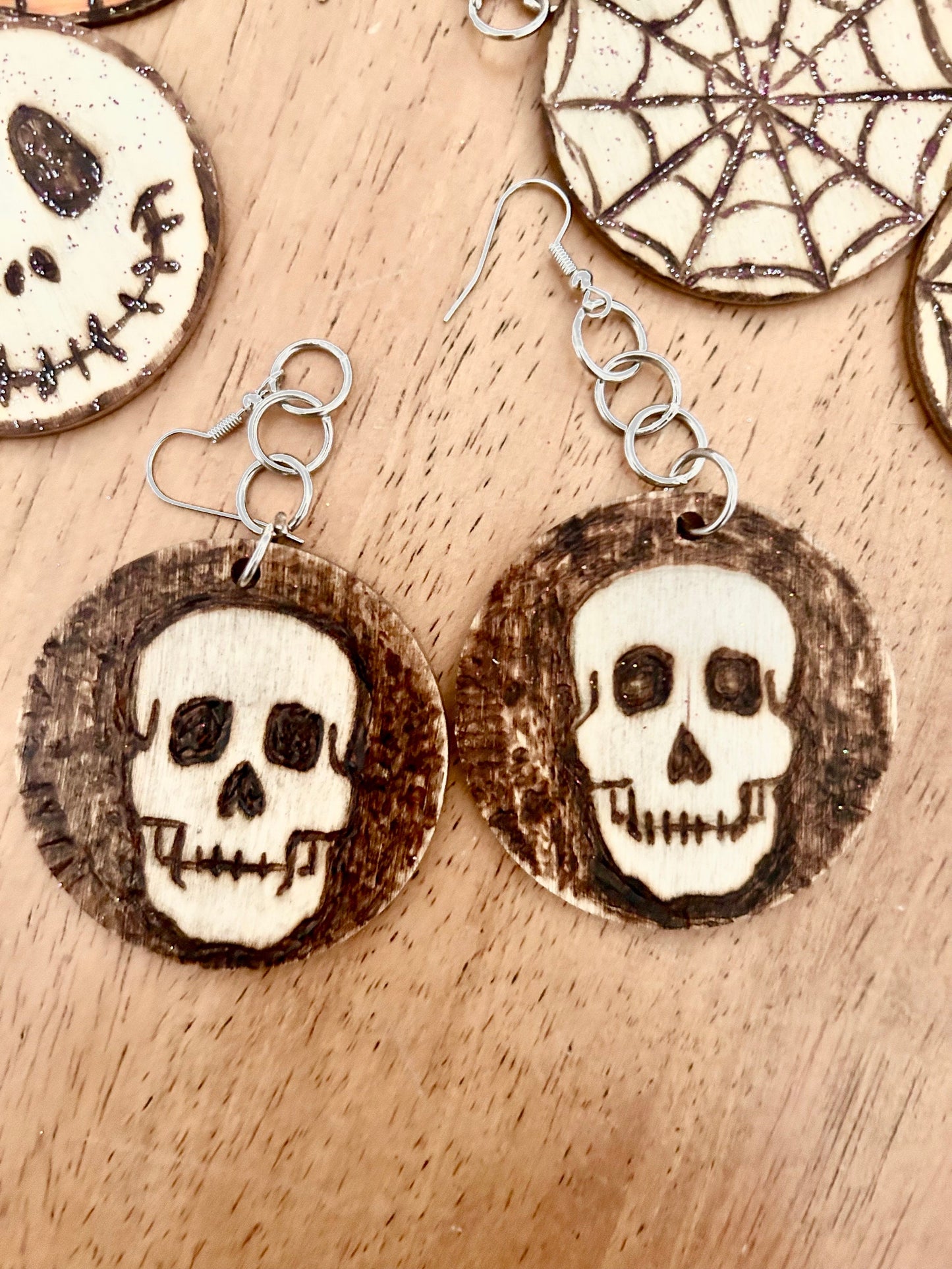 Handcrafted Wooden Halloween Earrings