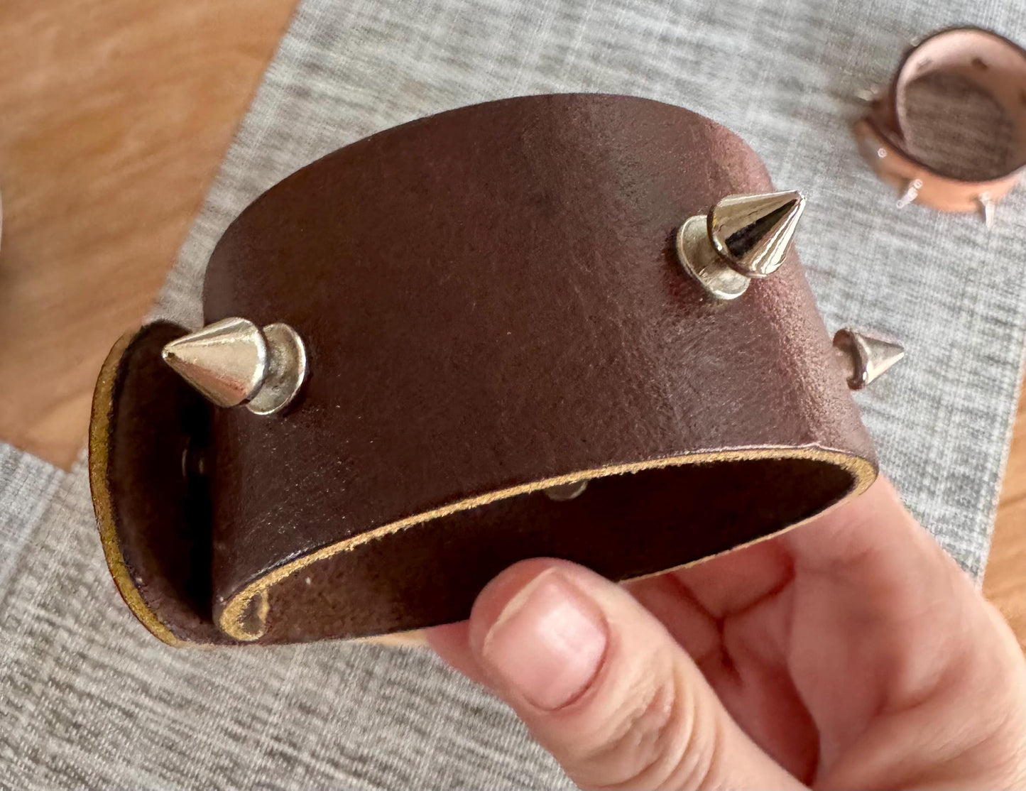 Custom Studded Leather Cuff Bracelet: Spiked Punk Style