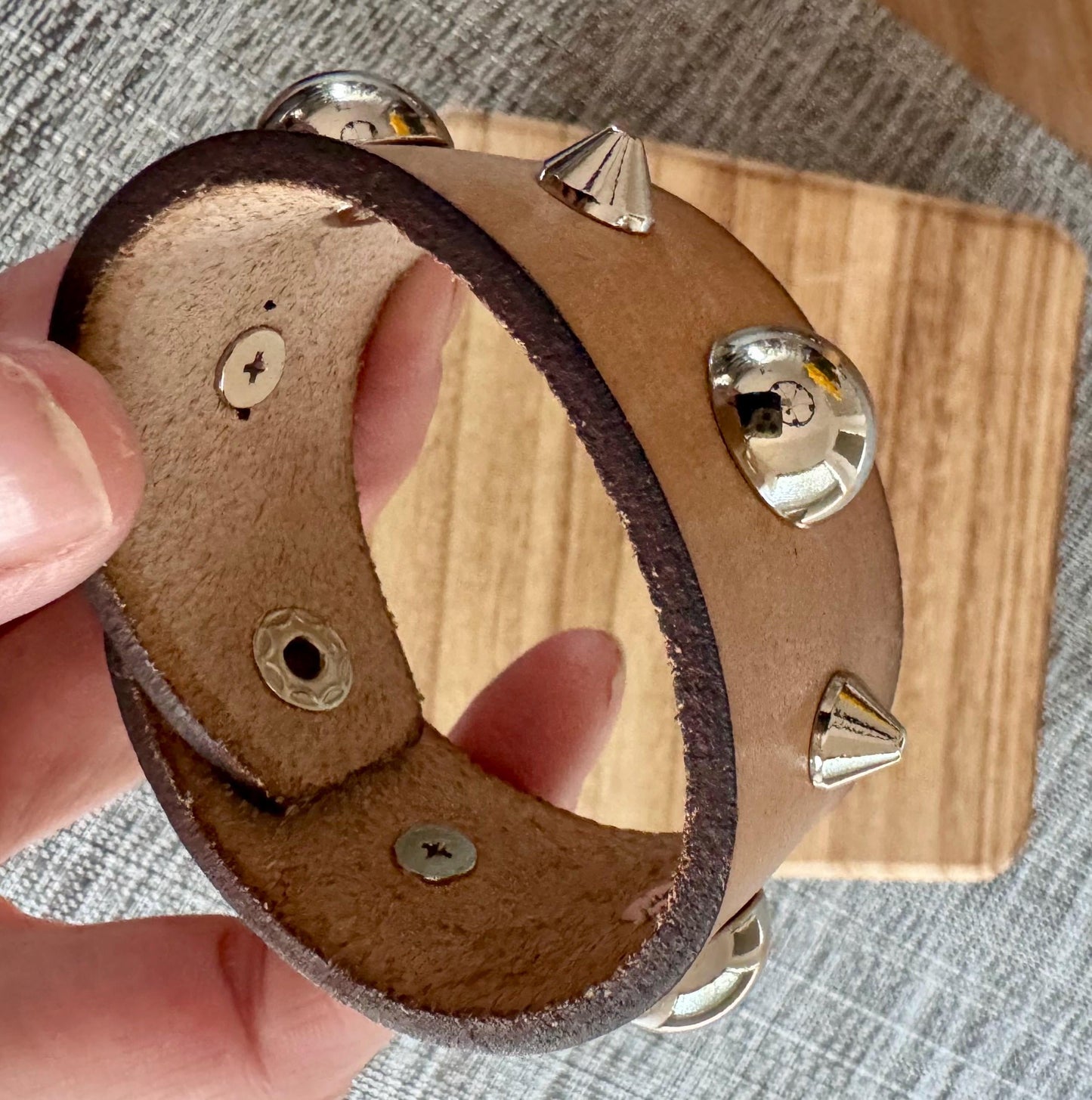 Custom Studded Leather Cuff Bracelet: Spiked Punk Style