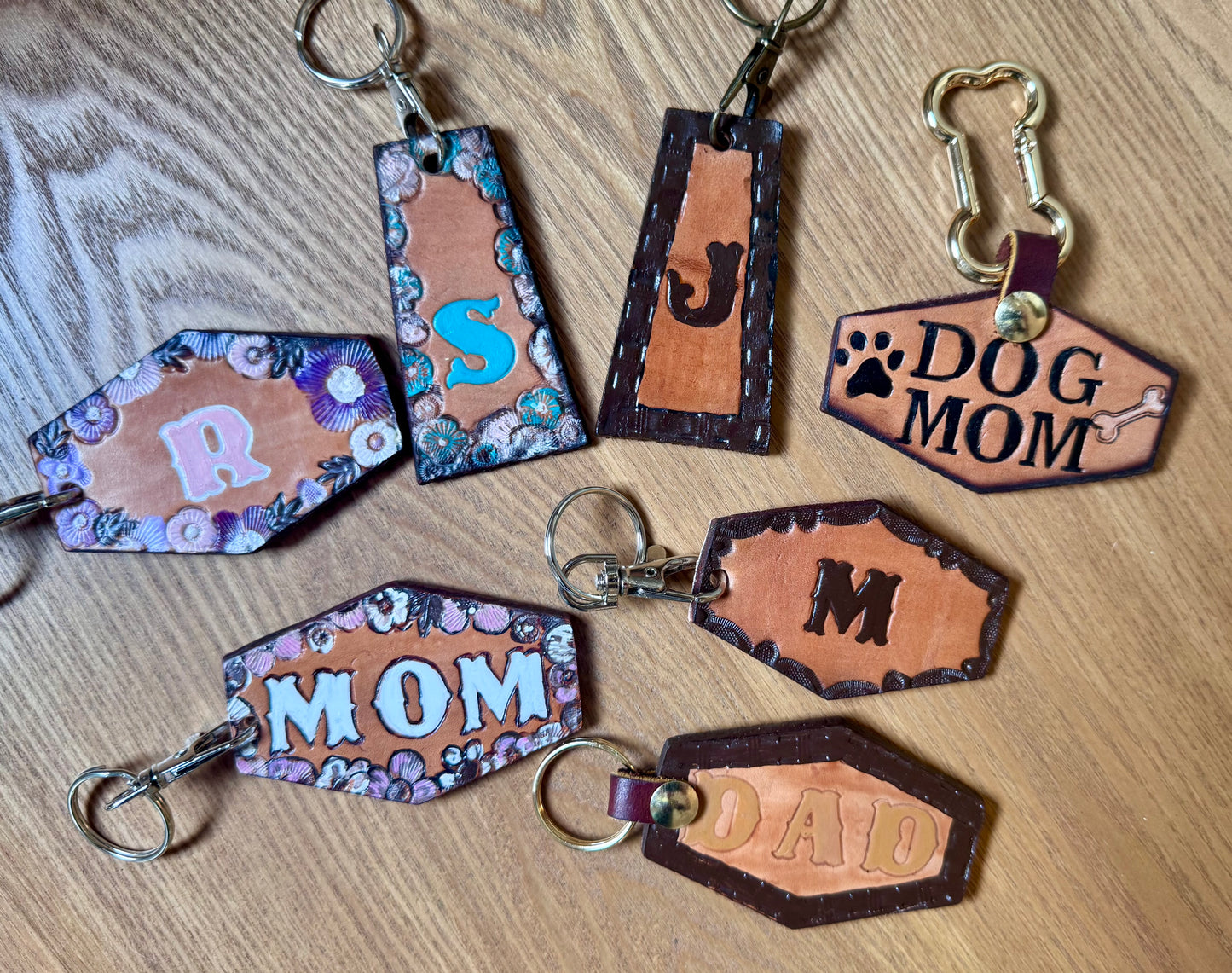 Custom Hand-Tooled Leather Keychain -  Personalize With Your Initial