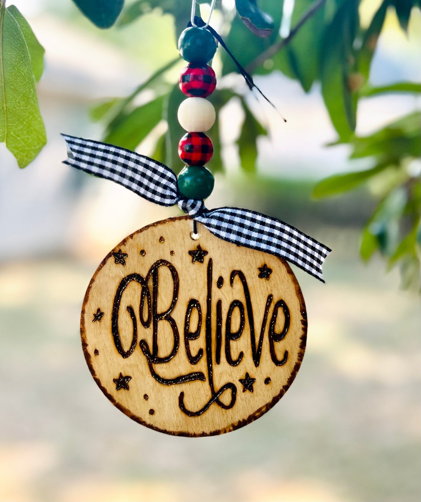 Custom Engraved Wooden Christmas Tree Ornament: Personalizable Ornaments With Wooden Beads