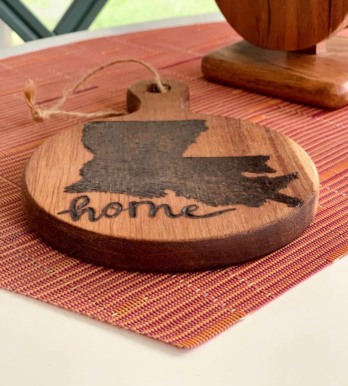Hand-Engraved Louisiana Mini Wooden Cutting Board