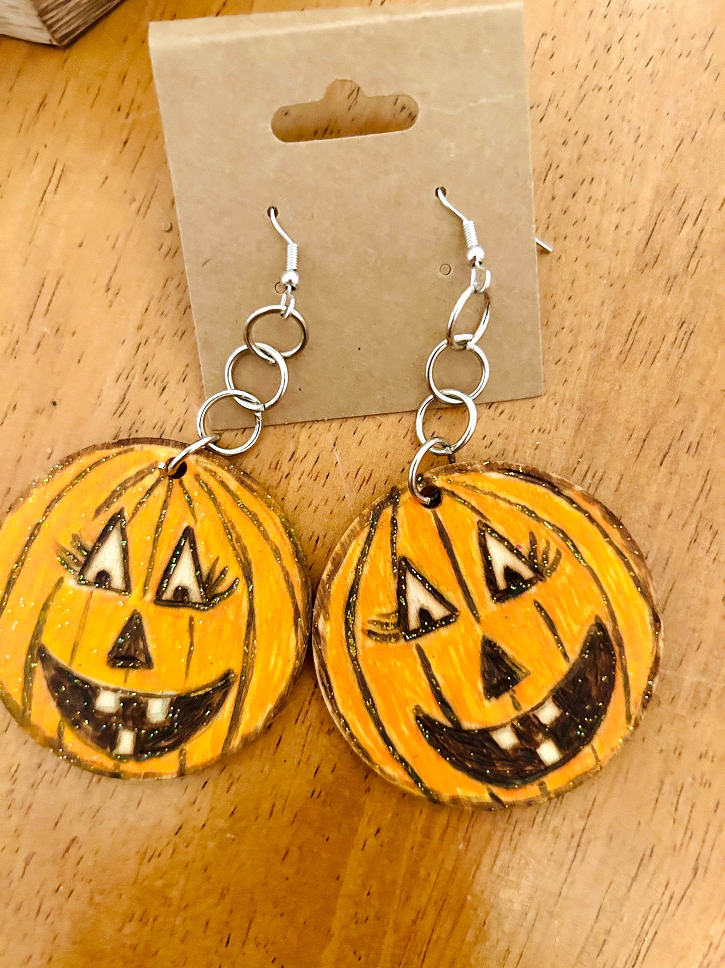 Handcrafted Wooden Halloween Earrings
