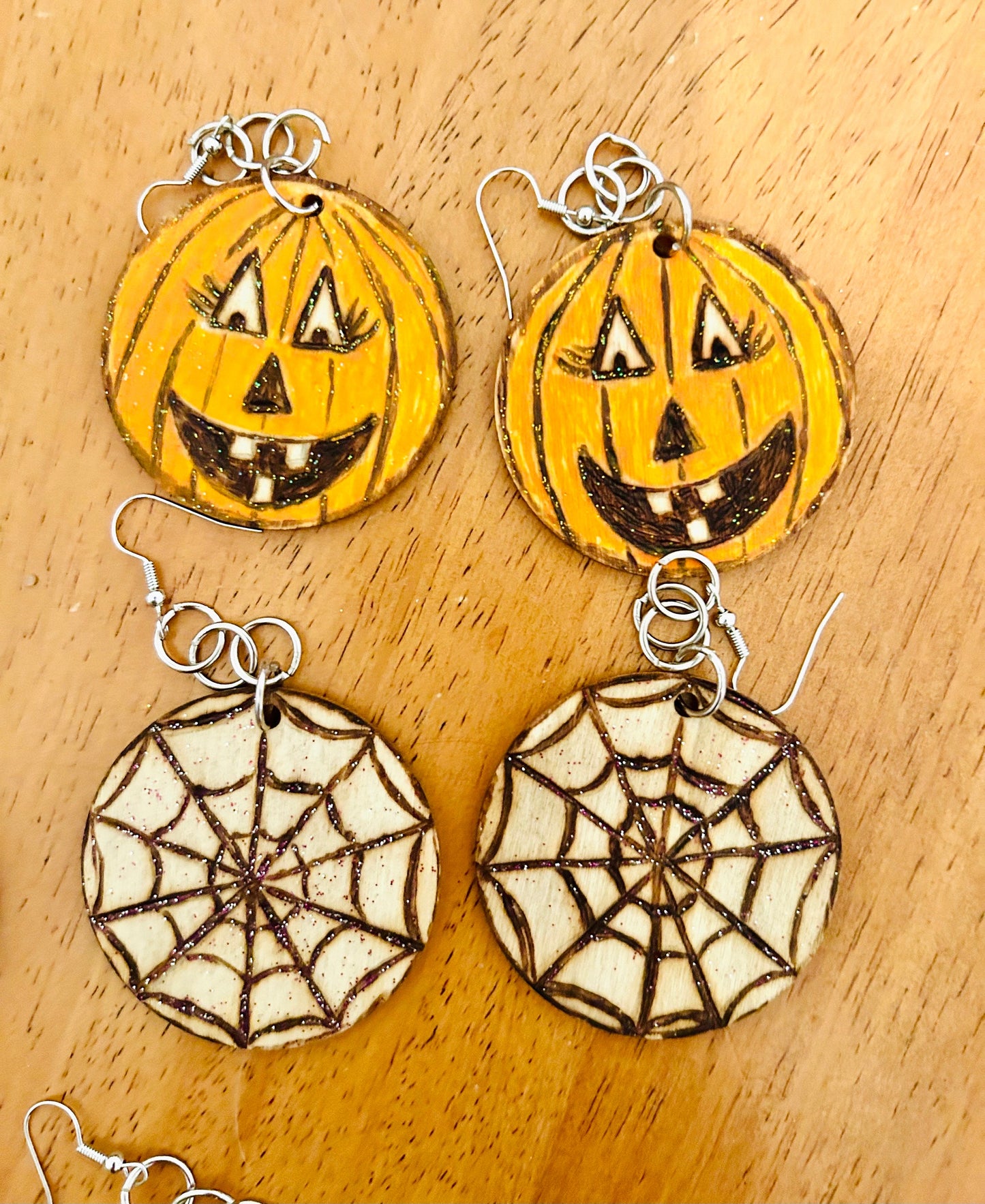 Handcrafted Wooden Halloween Earrings