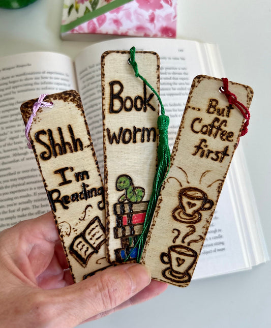 Personalizable Wooden Bookmarks With Colored Tassel: Custom Designs Perfect Gift For Readers