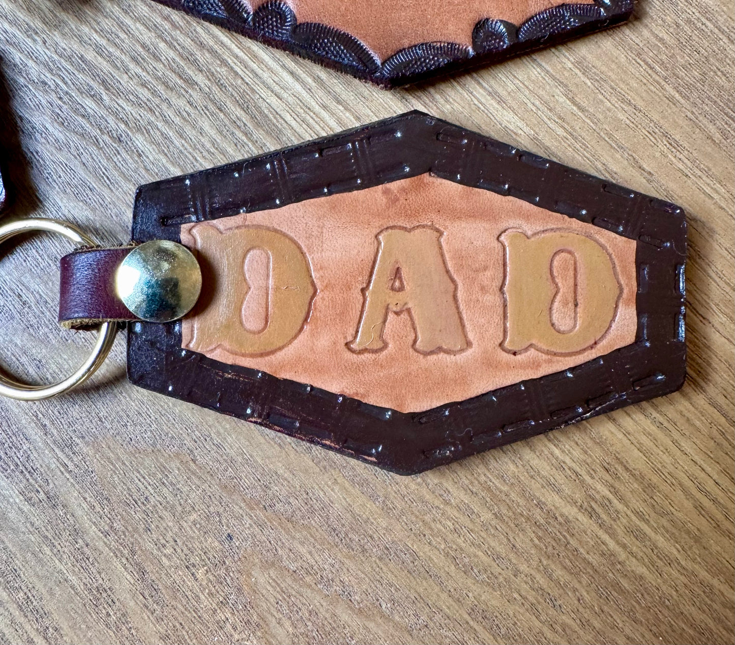 Custom Hand-Tooled Leather Keychain -  Personalize With Your Initial