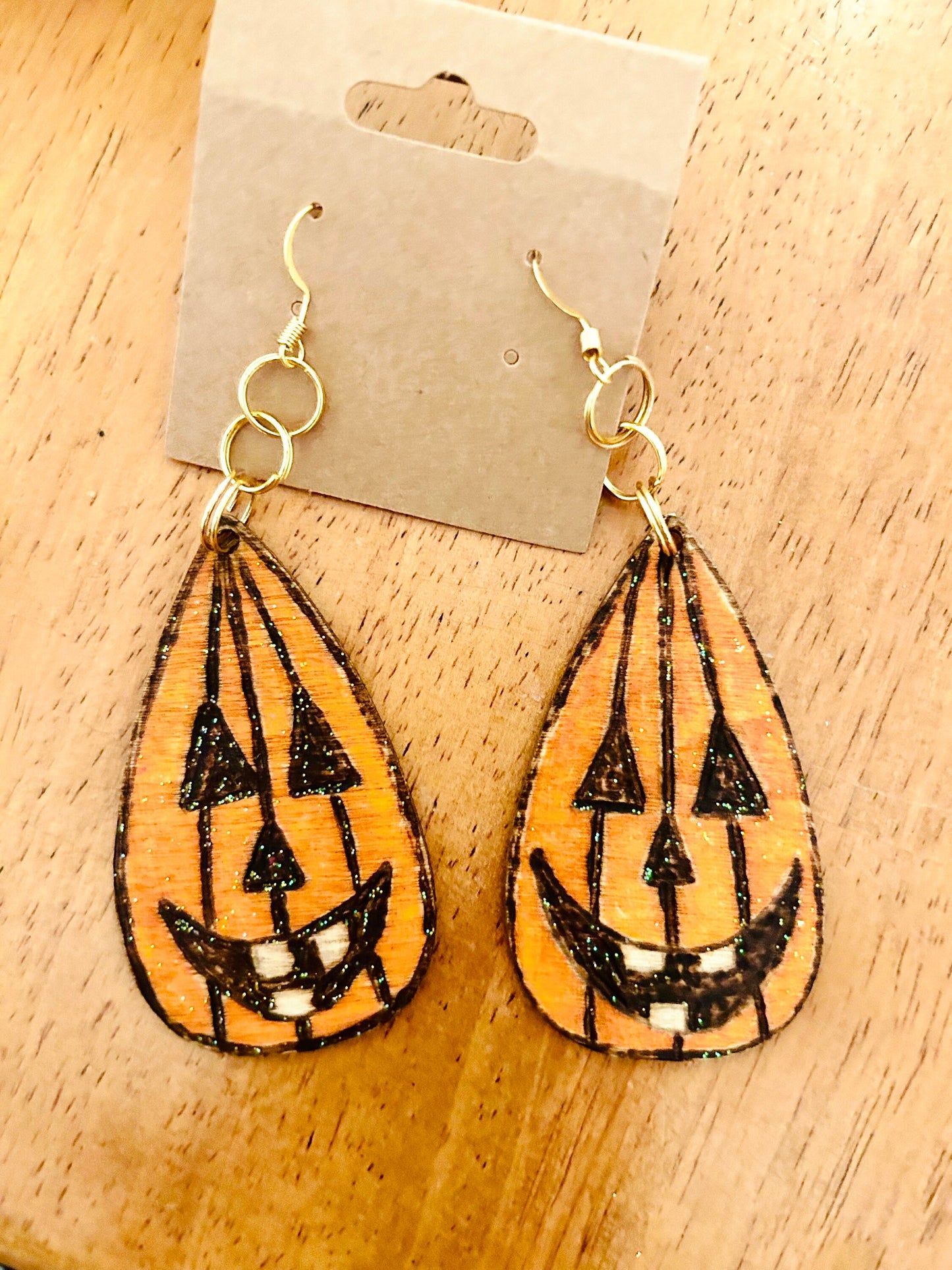 Handcrafted Wooden Halloween Earrings