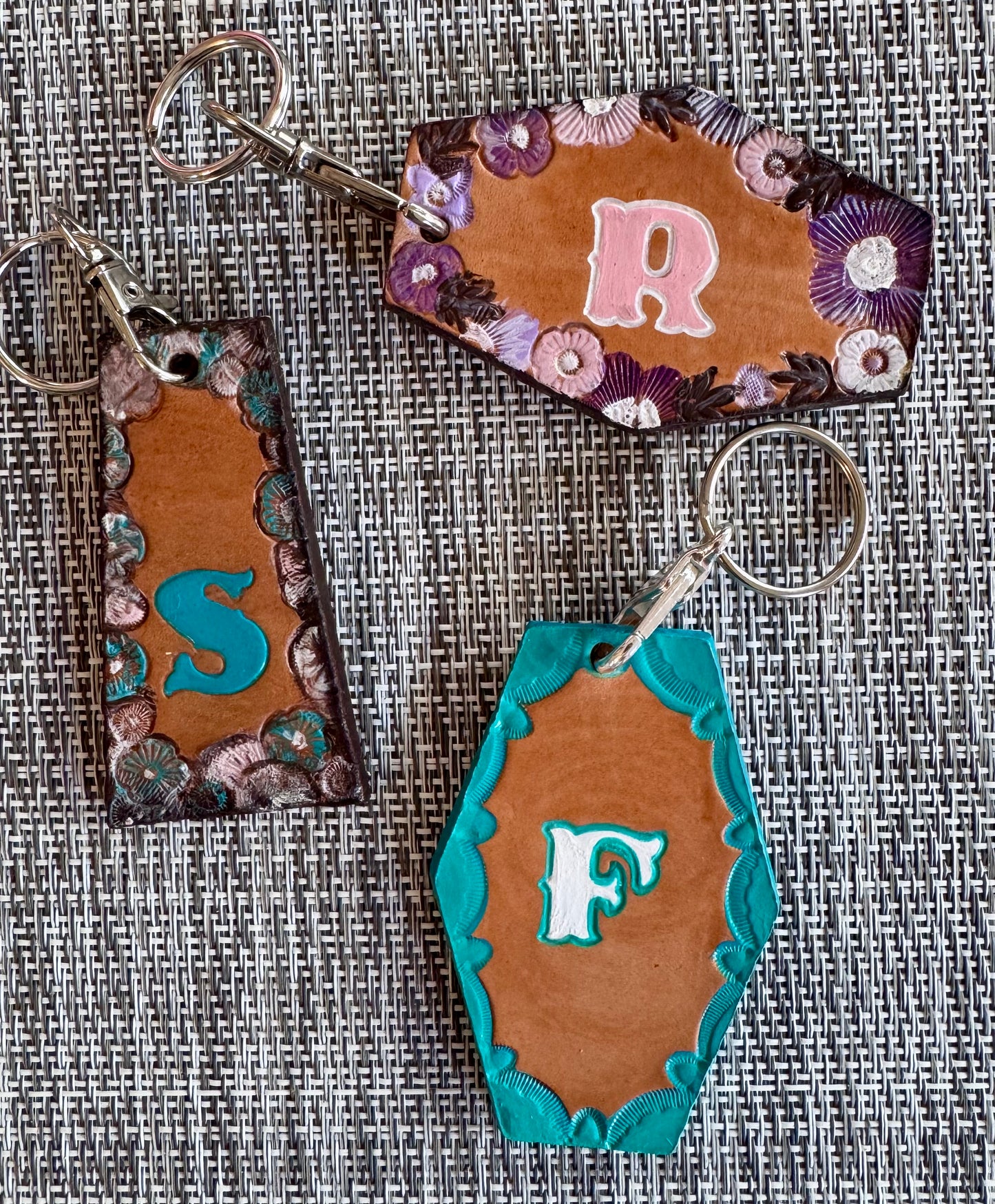Custom Hand-Tooled Leather Keychain -  Personalize With Your Initial