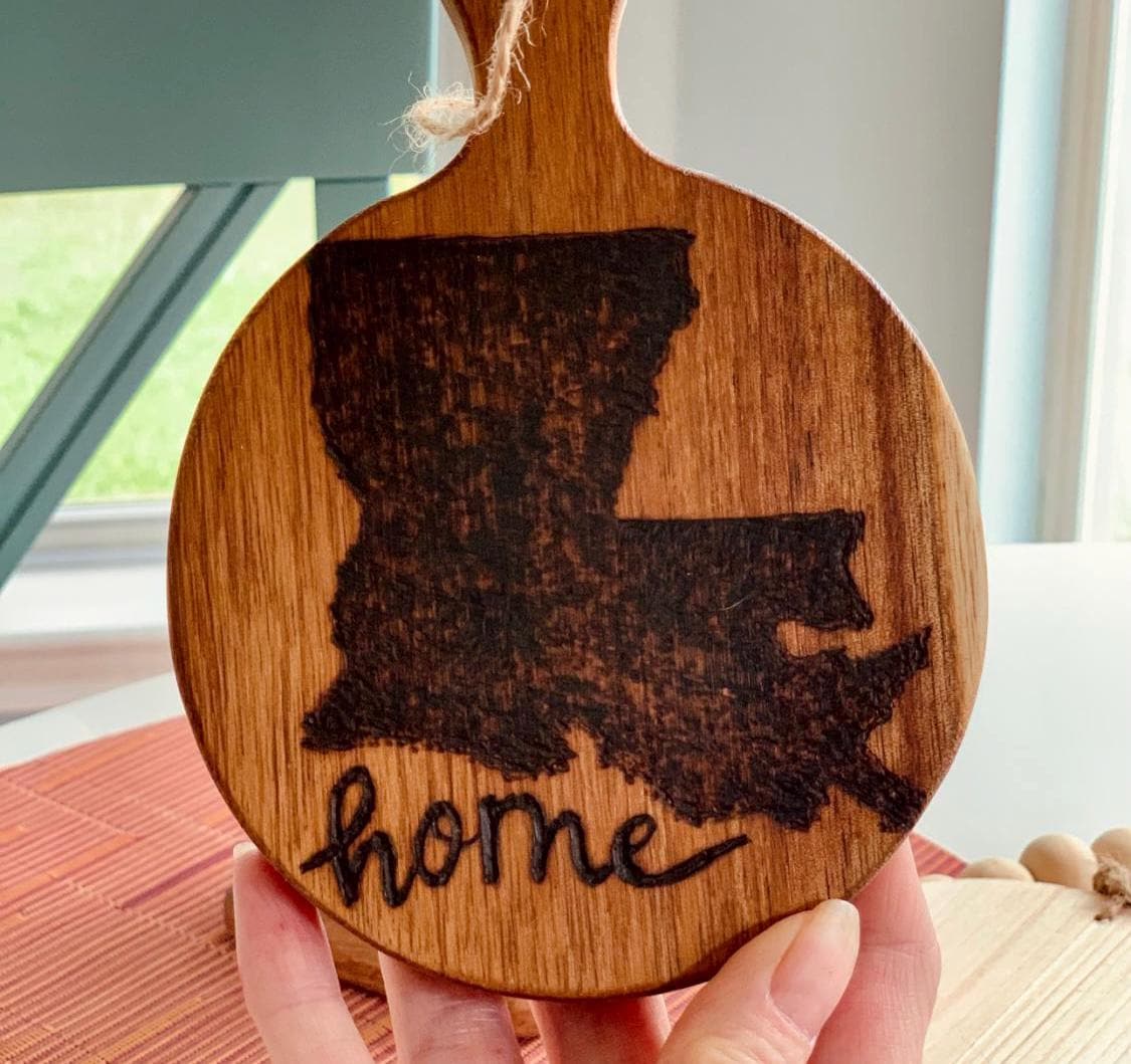 Hand-Engraved Louisiana Mini Wooden Cutting Board