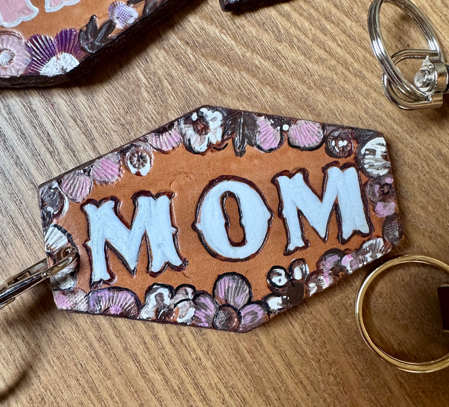Custom Hand-Tooled Leather Keychain -  Personalize With Your Initial