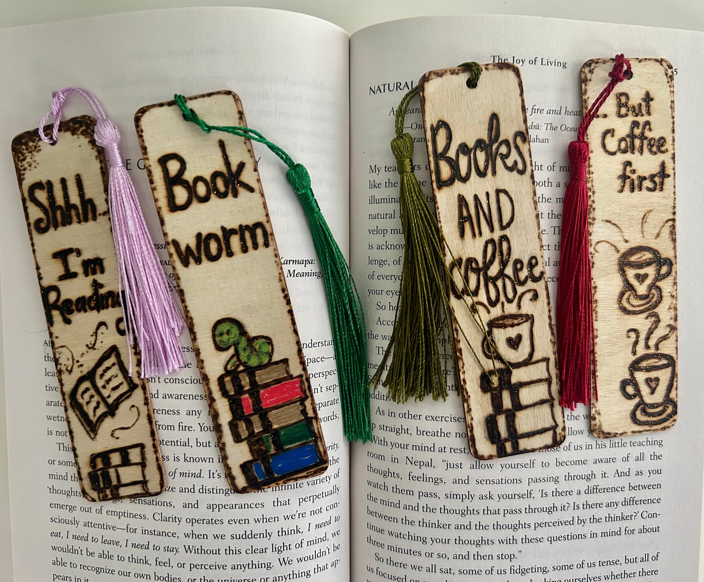 Personalizable Wooden Bookmarks With Colored Tassel: Custom Designs Perfect Gift For Readers