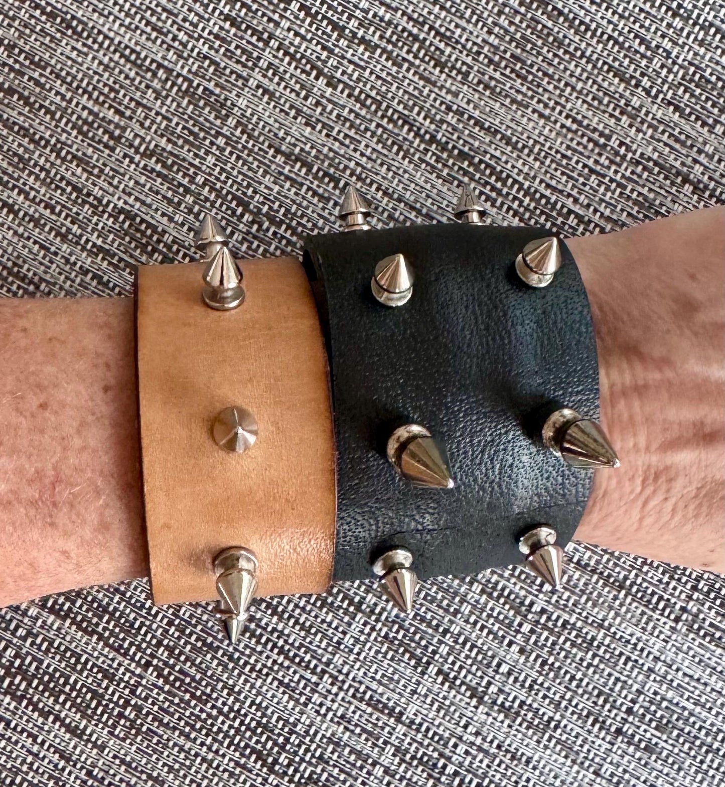 Custom Studded Leather Cuff Bracelet: Spiked Punk Style