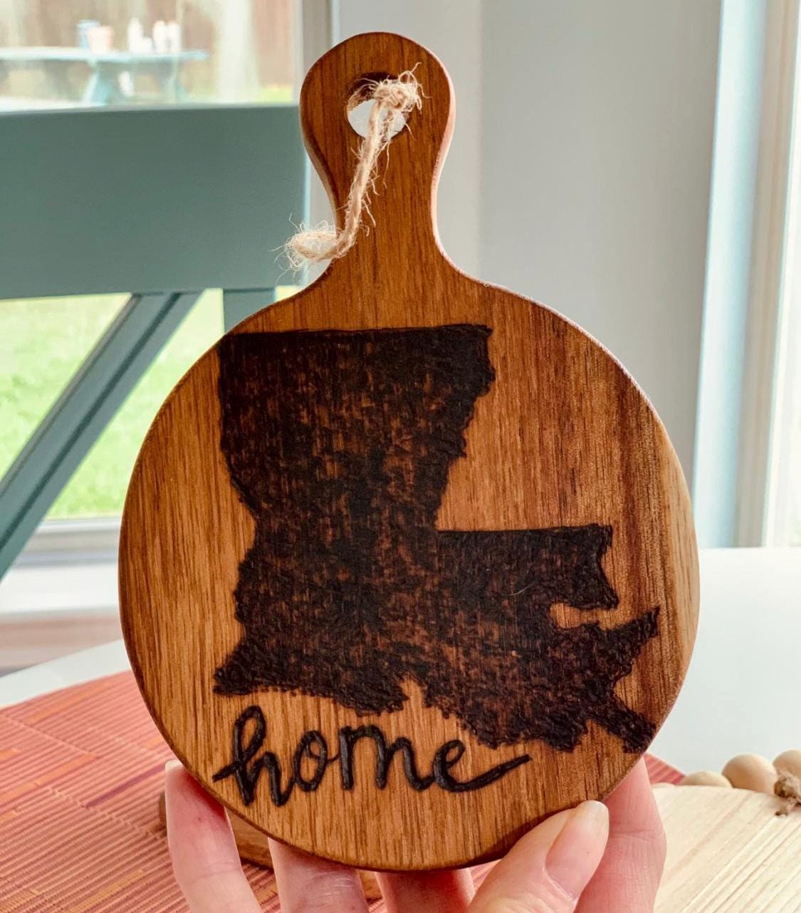 Hand-Engraved Louisiana Mini Wooden Cutting Board