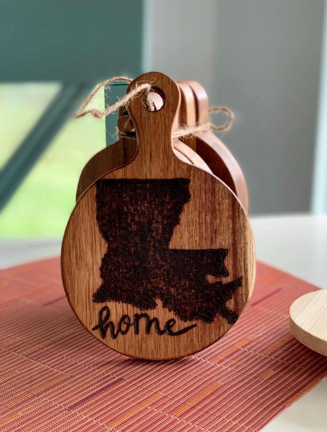 Hand-Engraved State Outline On Mini Wooden Cutting Board, Louisiana Kitchen Gifts And Decor
