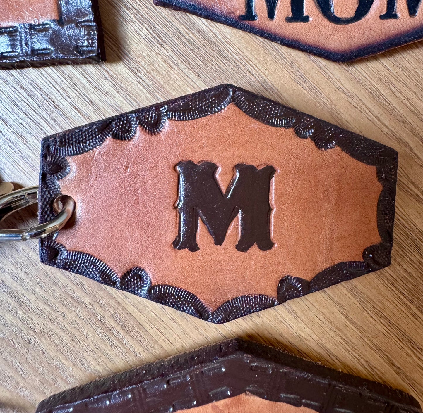 Custom Hand-Tooled Leather Keychain -  Personalize With Your Initial