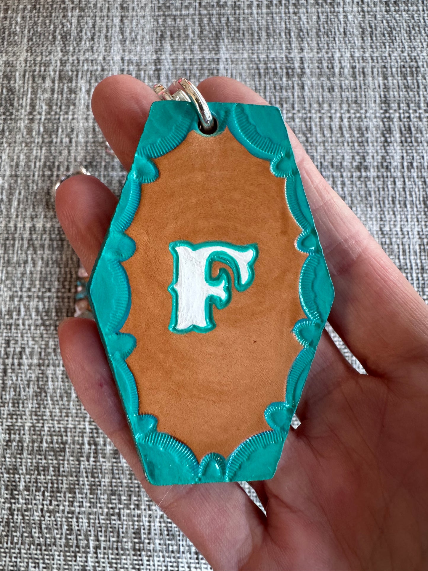Custom Hand-Tooled Leather Keychain -  Personalize With Your Initial