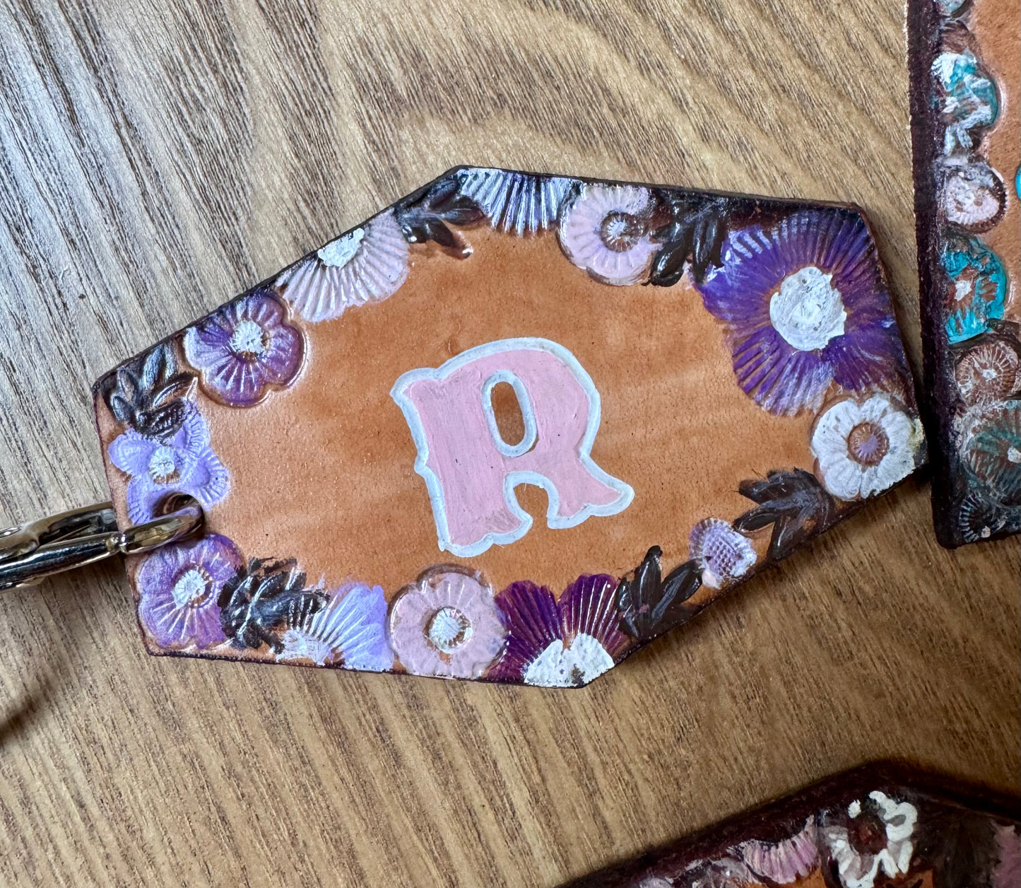 Custom Hand-Tooled Leather Keychain -  Personalize With Your Initial