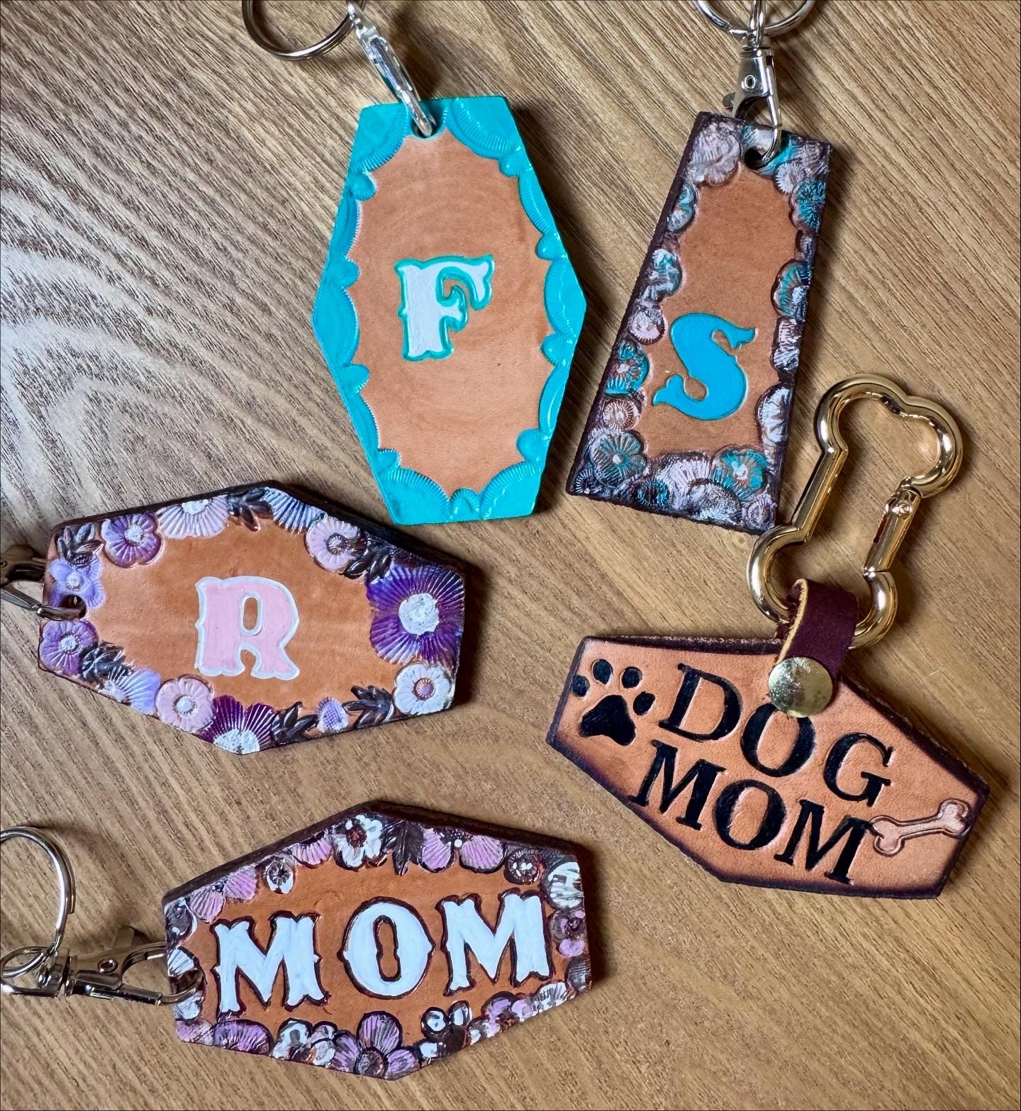 Custom Hand-Tooled Leather Keychain -  Personalize With Your Initial