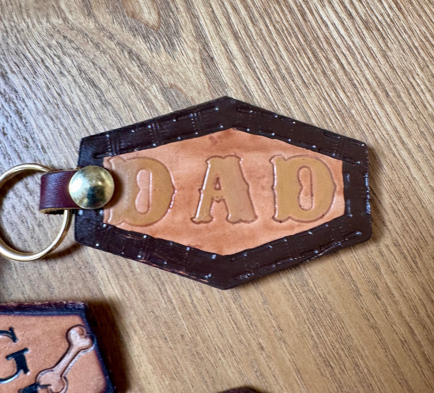 Custom Hand-Tooled Leather Keychain -  Personalize With Your Initial