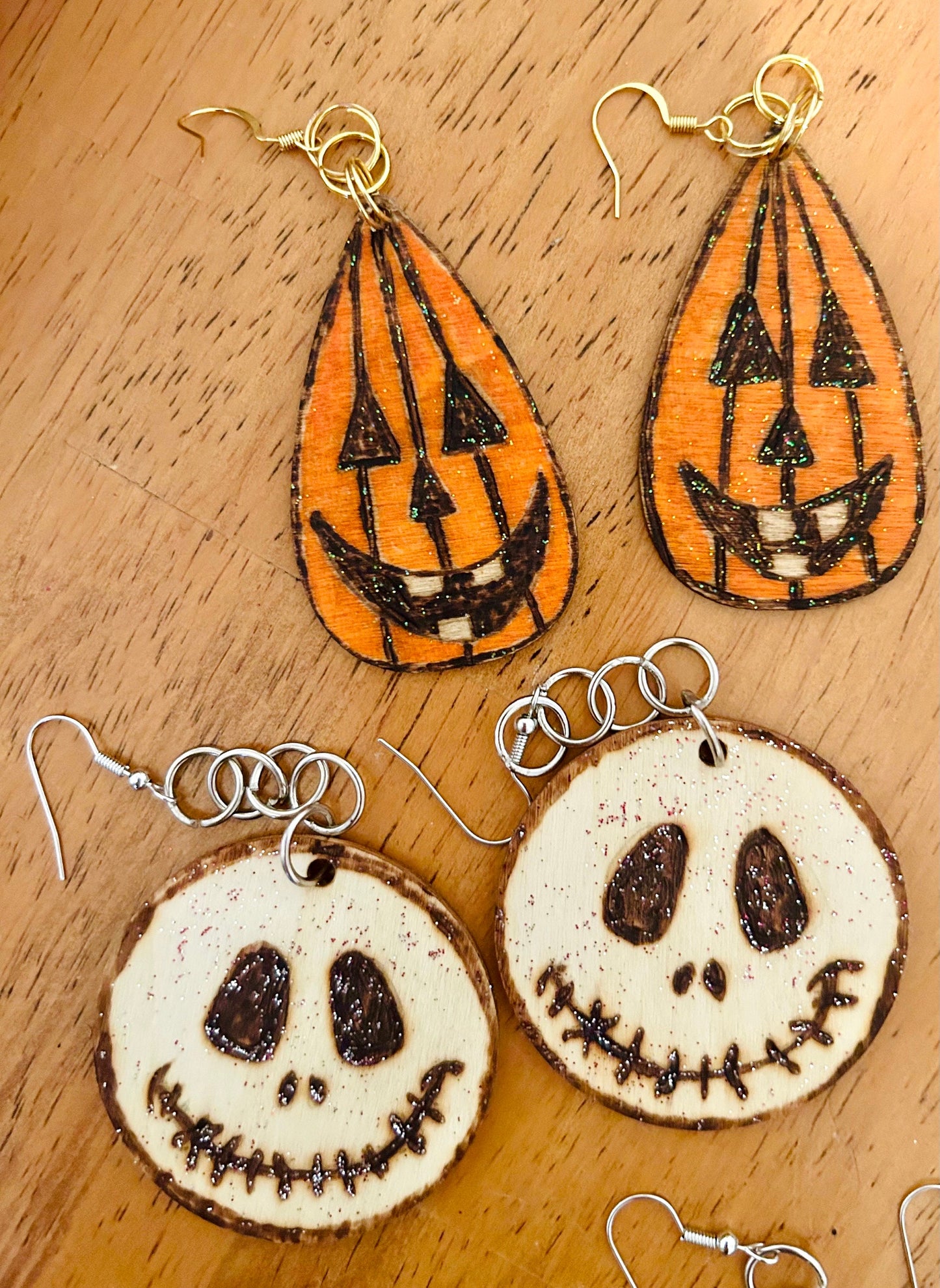 Handcrafted Wooden Halloween Earrings