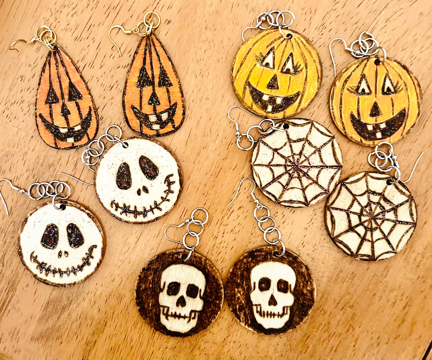 Handcrafted Wooden Halloween Earrings