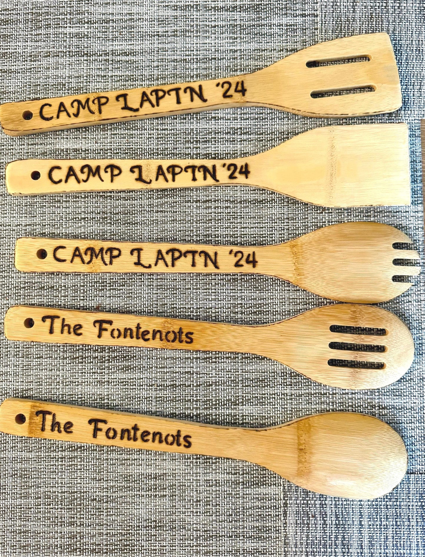Personalized Christmas Kitchen Gift Set: Wood Burned Spoon & Dish Towel