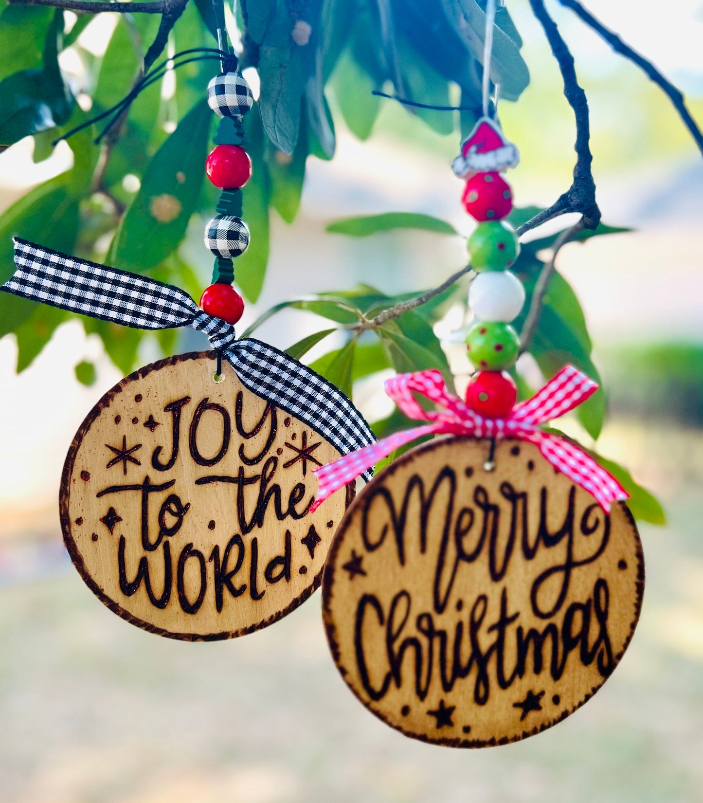 Custom Engraved Wooden Christmas Tree Ornament: Personalizable Ornaments With Wooden Beads