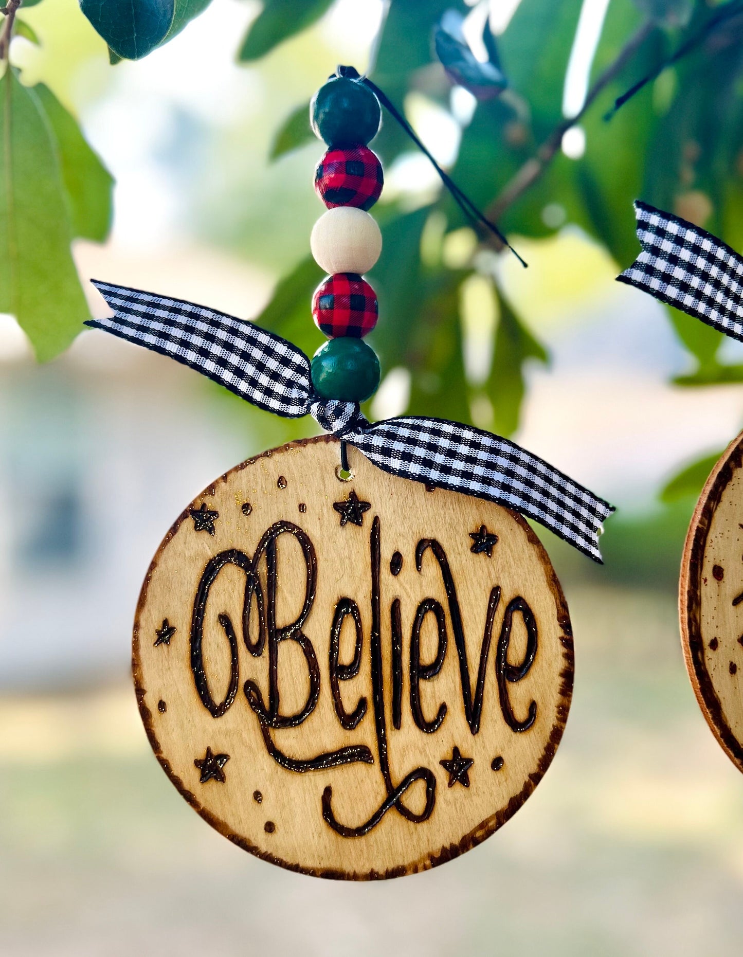 Custom Engraved Wooden Christmas Tree Ornament: Personalizable Ornaments With Wooden Beads