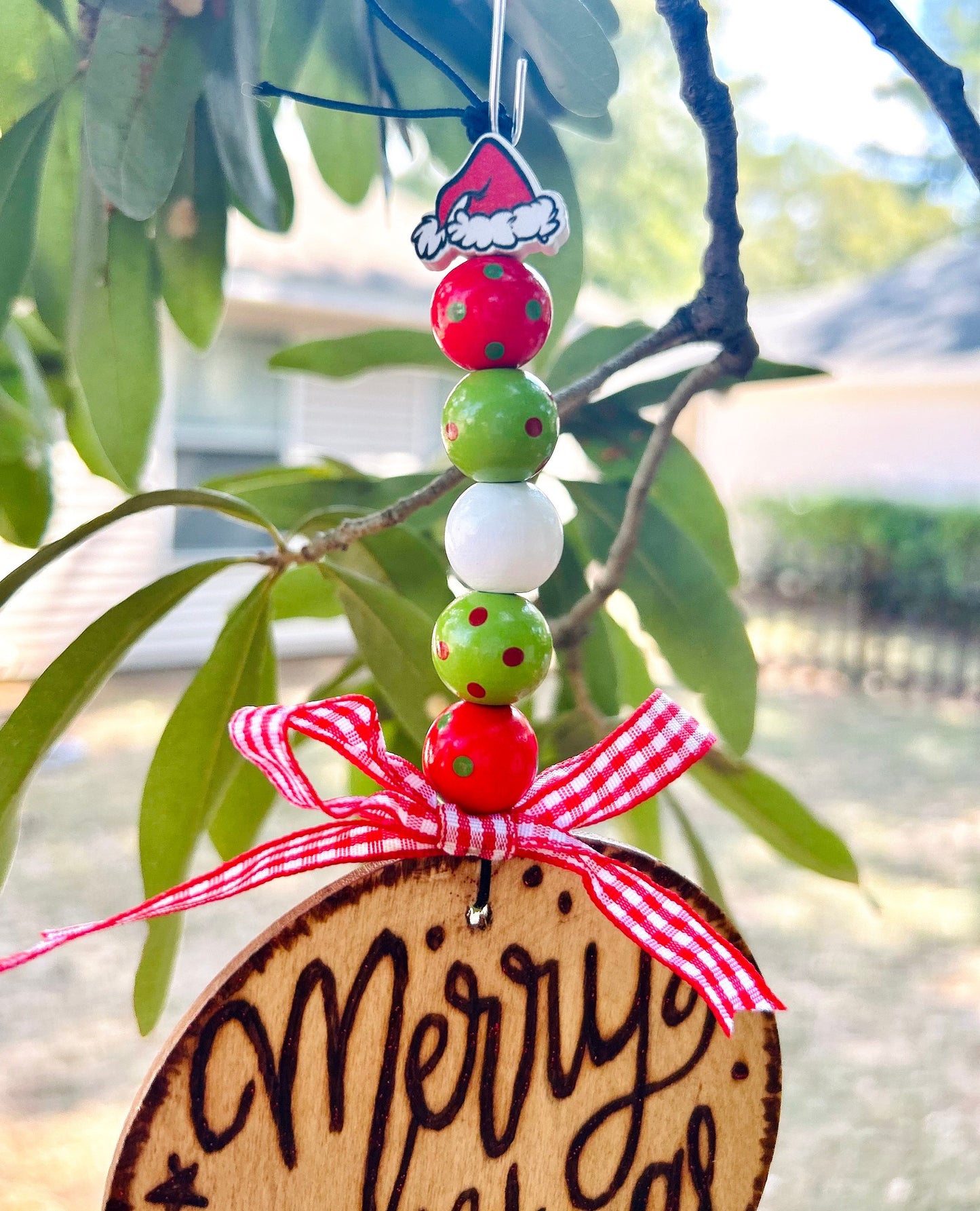 Custom Engraved Wooden Christmas Tree Ornament: Personalizable Ornaments With Wooden Beads