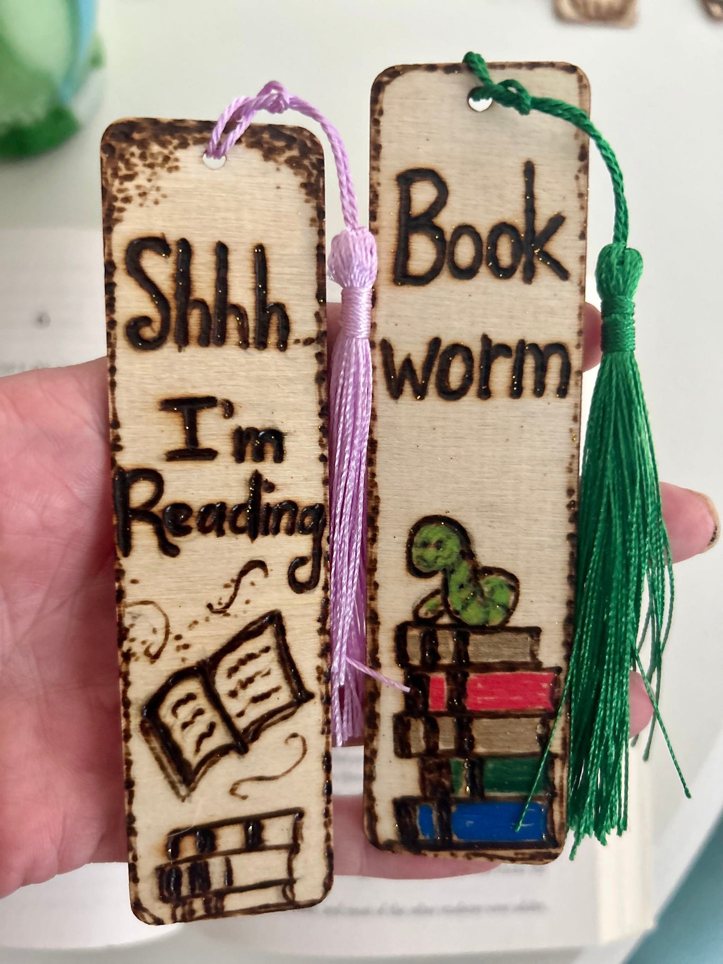 Personalizable Wooden Bookmarks With Colored Tassel: Custom Designs Perfect Gift For Readers